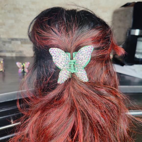 2 Iridescent Butterfly Hair Clips - Picture 7 of 16
